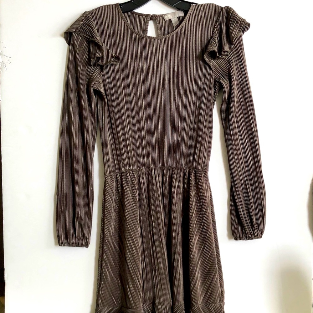 ASOS Olive Green Pleated Fit and Flare Mini Dress
